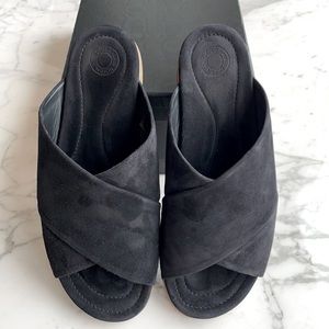 Dries Van Noten black suede slides
